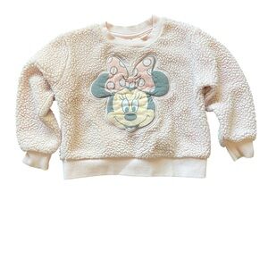 Disney Junior Minnie Mouse Sherpa Sweatshirt Light Pink Babygirl Size 18 Months